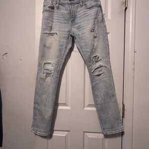 Worn maybe once 
Basically brand new. My son doesn’t like the way they fit